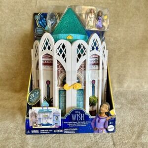 Disney Wish Rosas Castle Playset, Dollhouse with 2 Posable Mini Dolls, Projector